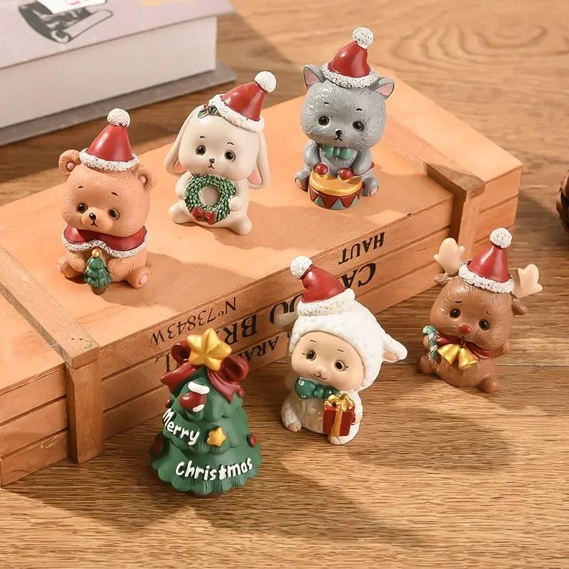 Decorazioni Natalizie in Resina per Famiglia Piccoli Animali Giocattoli Decorazione Creativa per la Casa Mini Albero di Natale Regali di Natale per Anziani