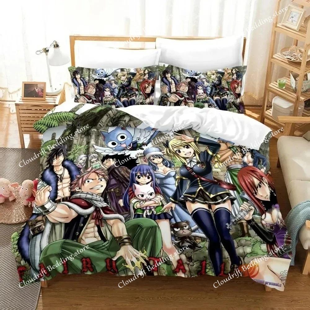 3D Print Fairy Tail Anime Bedding Set Duvet Cover Bed Set Quilt Cover Pillowcase Comforter king Queen Size Boys Adult Bedding