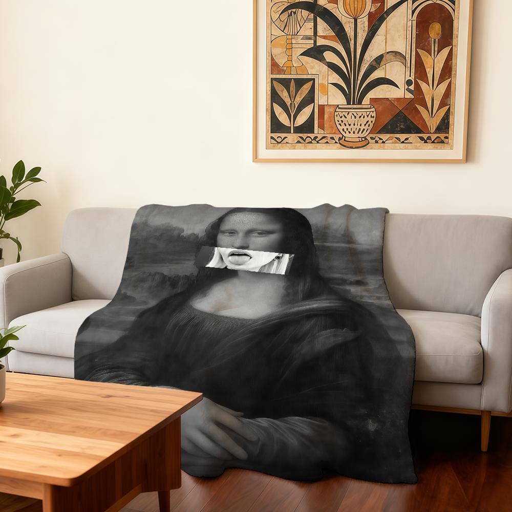 Mona Lisa Sourire Art Couverture Drôle Super Chaude Confortable Couverture Jetée Peluche Enfant Maison Canapé Chambre Cadeau