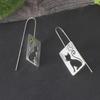 High-End Retro Crescent Cat Alloy Pendant Earrings
