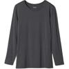 Long Sleeve Crew Neck Solid T-Shirt Women Tops Dark-Gray 469742-08
