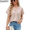 Women's Fashion Casual Summer Solid Color Print Short Sleeve V-Neck Blouses & Shirts