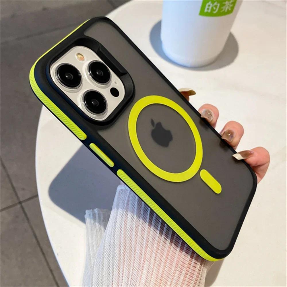 Matte Translucent Armor Shockproof Case For For Iphone 16 1 14 Plus 13 12 11 Pro Max Magnetic Wireless Charge Cover