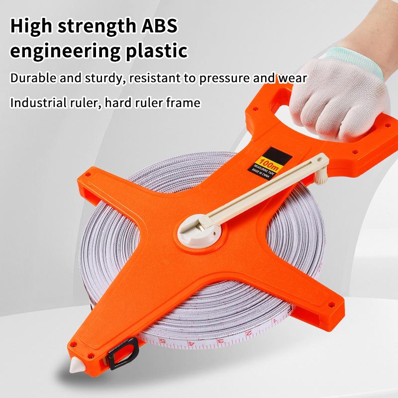 Long Range Fiberglass Open Reel Tape Measure 1Pcs 20-100m Optional Lightweight Measuring Tool for Outdoor Surveying Site Work
