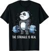 The Struggle Is Real Funny Panda Weightlifting Fitness Gym Training TShirt 100 Cotton ONeck Short Sleeve Casual Mens Tshirt