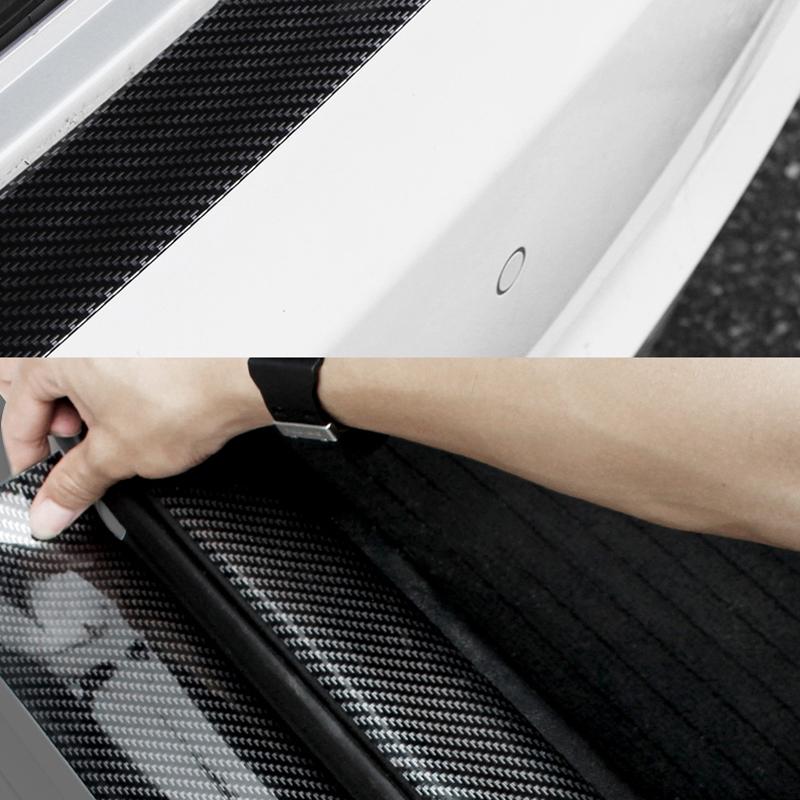 1M Carbon Fiber Rubber Moulding Strip Soft Black Trim Bumper Strip DIY Door Sill Protector Edge Guard Car Stickers Car