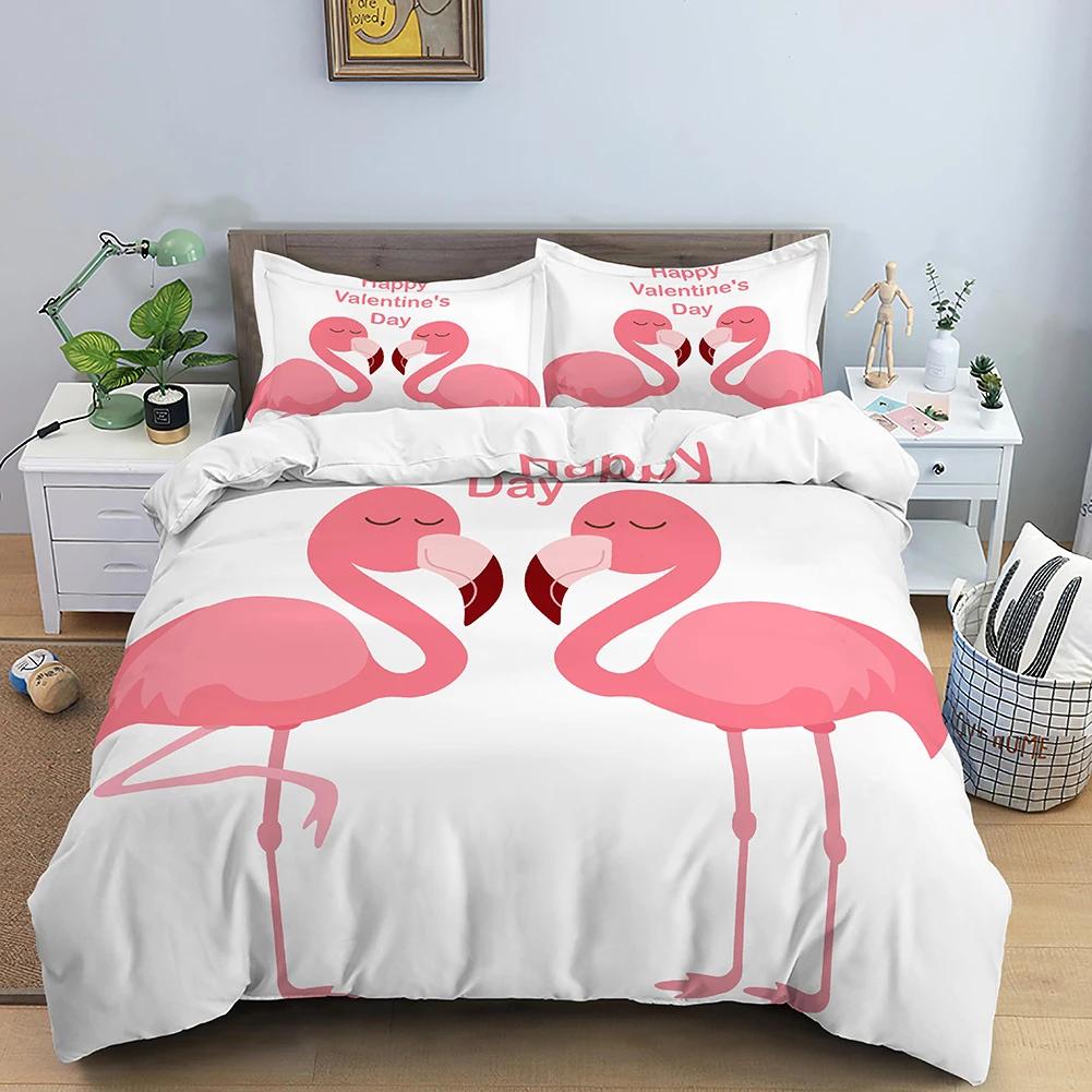 3D Romantische Valentinstag Bettbezug Rote Rose Bär Bedruckter Bettbezug Für Mädchen Königin Bettbezüge Kissenbezug Luxus Bettwäsche