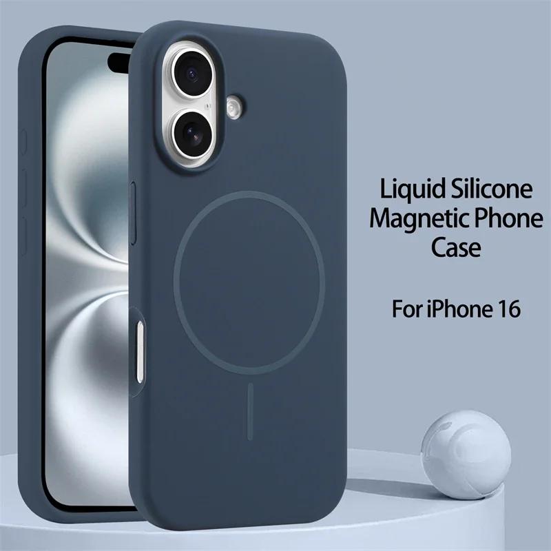 Luxury Liquid Silicone For Magsafe Case For iPhone 16 15 14 13 12 Pro Max Plus Magnetic Wireless Charging Soft Cover