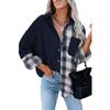 Women's Fashion Casual Spring Autumn Plaid Print Long Sleeve POLO Neck Blouses & Shirts