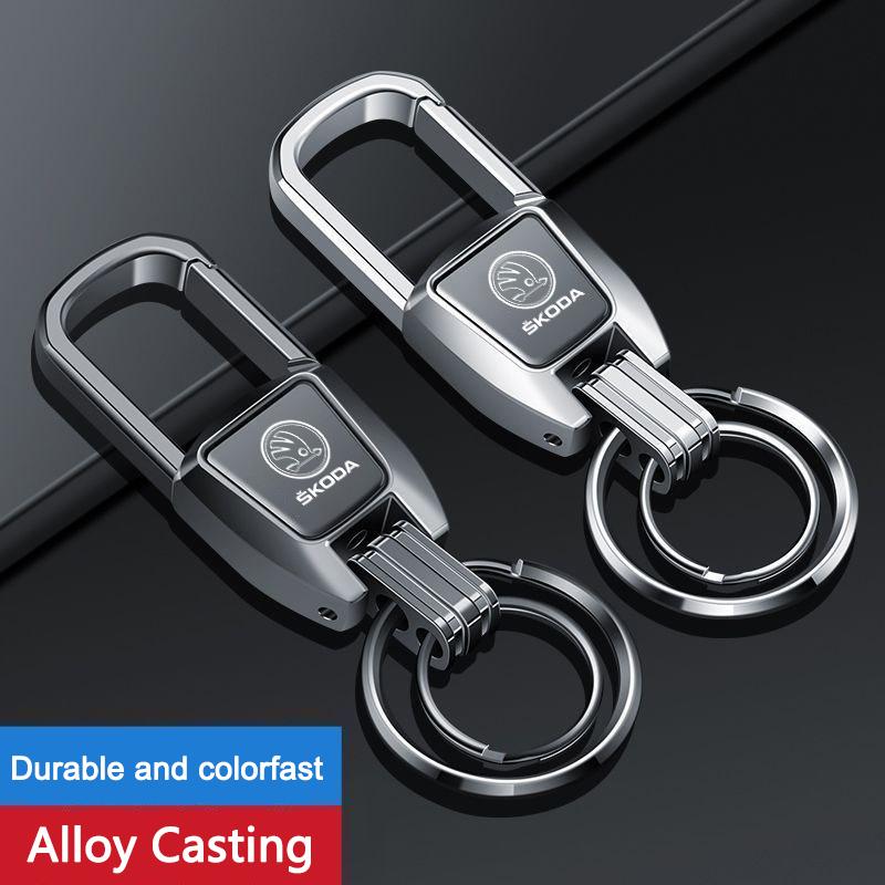 MBLH7 Alloy Metal Car Accessories Emblem Key Chain Ring For Skoda Fabia Superb Yeti Octavia Enyaq Rapid Kodiaq Kamiq Karoq Scala A7