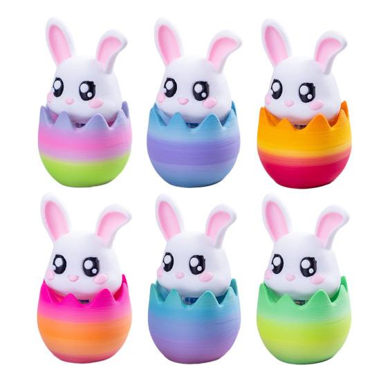 Easter Bunny Decoration Spring Rabbit Figurine with Egg Base for Home Office Desk Shelf Window Sill Decor