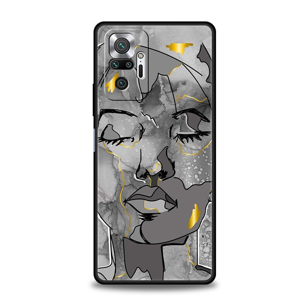 Soft TPU Phone Case For Xiaomi Redmi Note 10 11 9 8 Pro 9S 7 8T 9T 9A 8A 9C K50 K40 Gaming Cover Marble Parisian Girl Art Flower