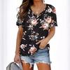 Women'S Striped Print Fashion Gradual Change Color Short Sleeve Casual V-Neck T-Shirt Women