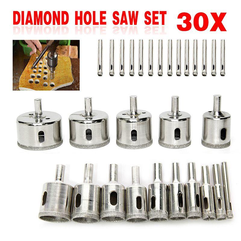 High-quality 30pcs Diamond Coated Hole Saw Set For Effortless Glass Drilling