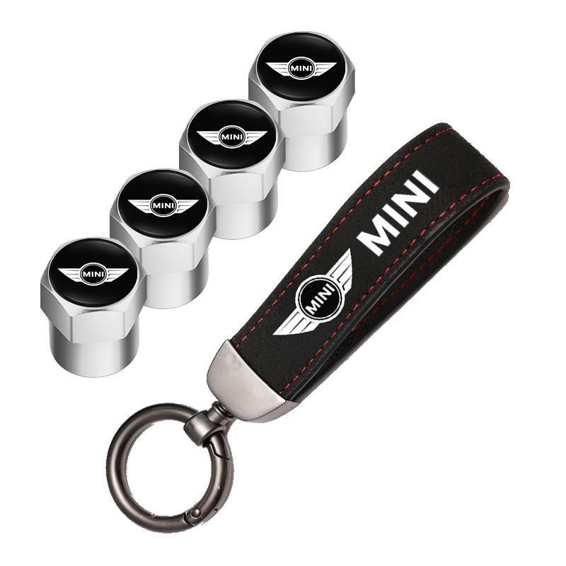 For Mini ww33Car Tire Wheel Valve Caps Cover Suede Car Key Chain Ring Keychain For MINI WORKS One Cooper JCW R60 R59 R58 R57 R56 R55 R53 R52