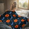Pumpkin Bat-s Flannel Blanket Warm Soft Halloween Christmas Decorative Couch Warm Cozy All-Season Gift
