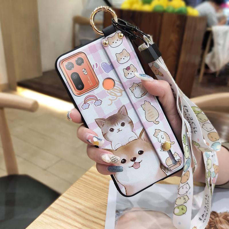 Husă de telefon din silicon anti-praf pentru HTC Desire 20 Plus/D20+ Inel cu curelușă de încheietură protectoare drăguț Capac spate Antișoc Curelușă