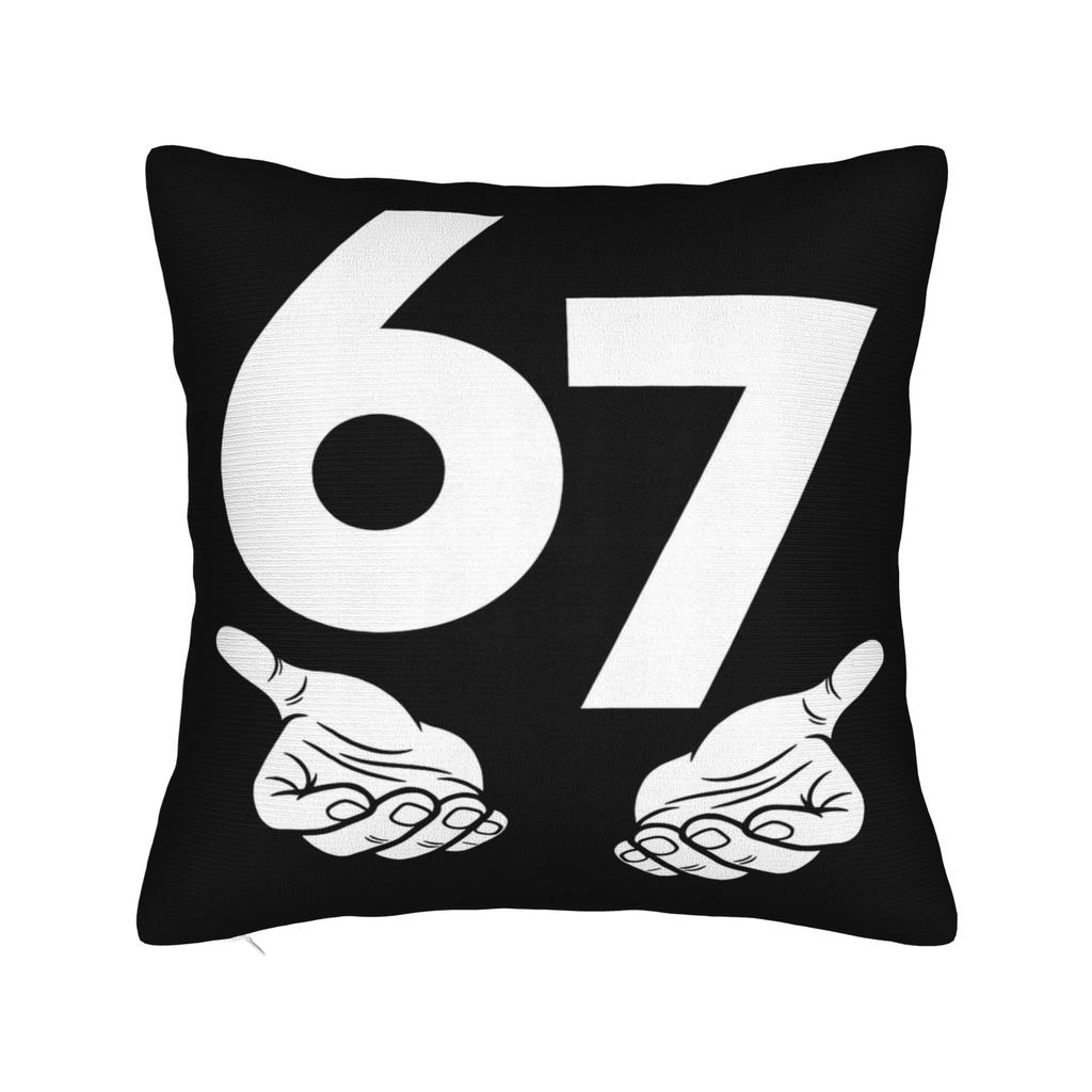 67 Six Seven Meme Pillow Cover Brainrot Print Cushion Cover Funny Pillow Case For Sofa Couch Bed Living Room
