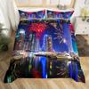 Housse de couette Feux d'artifice Ensemble de literie Château fantastique Housse de couette Paysage urbain de Prague Microfibre Ensemble de lit Fleurs psychédéliques magiques