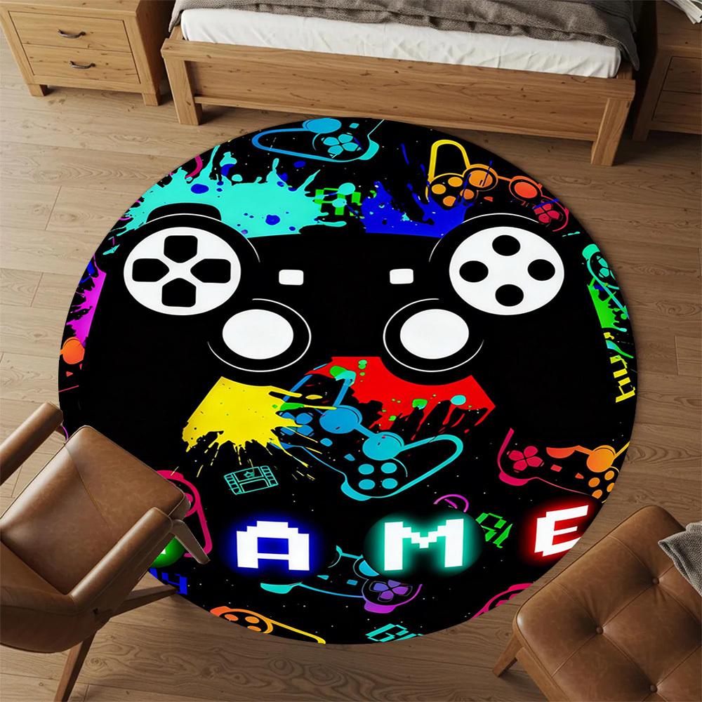 1 STuks Gamepad Gaming Ronde Stoelmat Vloerkleed - Antislip, Vloermat voor Kantoor, Slaapkamer en Binnen Decoratie - Cadeau D1127209