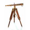 Handmade Brass Tripod Telescope Functional 10x Magnification Solid Wood Stand, Nautical Decor Collector's Heirloom