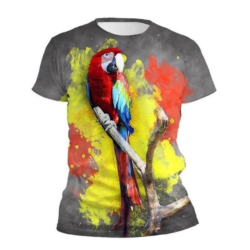 Mode Nieuwe Kleur Papegaai Grafische T-shirts Voor Unisex Zomer Trend Casual T-shirts Harajuku Bedrukt O-hals Korte Mouw Top