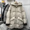 Womens Winter Down Coat Long Sleeve Hooded Loose Fit Mid-Length Duck Jacket 90% Fill Power Warm Outerwear