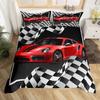 Race Car King Queen Duvet Cover Boys Extreme Sports Bedding Set 3D Cool Speedometer Quilt Cover Soft Polyester Comforter Cover