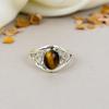 925 Sterlingsilber Tigerauge Edelstein Oval Form Brauner Ring für Damen