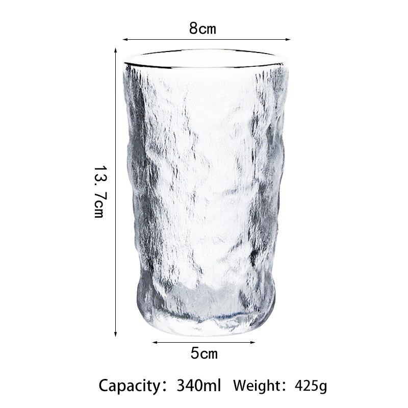 New Household Glass Water Cup Female Ins Summer Beer Cup High-quality Glacier Pattern Big Milk Cup Tea Coffee Fruit Juice Cup