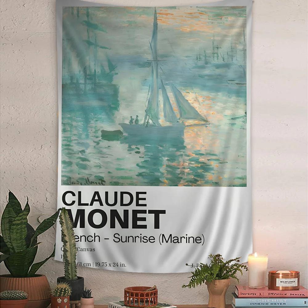 VIKAMA Artistic Style Monet Water Lilies Tapestry Bedroom Atmosphere Enhancer Living Room Wall Decor Tapestry Room Decoration