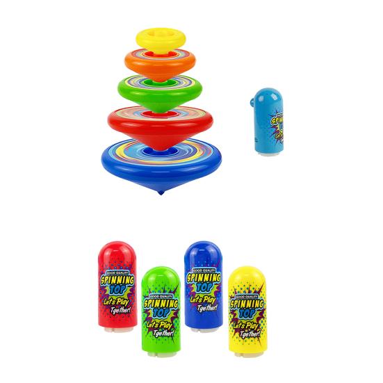 1Pc/1 Set Spinning Top Toy with Launcher Pocket-sized Multi-layer Rotating Gyro Flying Toy Interactive Classic Toys Boys Girls Stacking Spinning Top