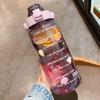 Large Capacity 2l Sports Straw Water Bottle With Time Marker And Fun Stickers