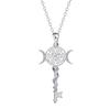 Original Witch Hekate Wheel Pendant Necklace Thai Silver Snake Key Triple Moon Goddess Chain Necklaces Wicca Magic Jewelry