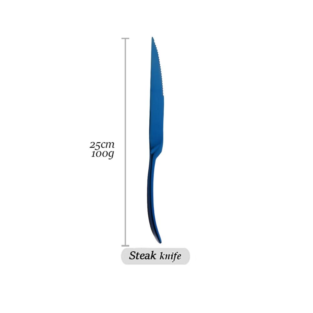 1PCS Dinnerware Mirror Blue 304 Stainless Steel Flatware Fork Knife Spoon Dessert Forks Cutlery Set Tableware For Party Wedding