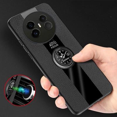 Capa Para Huawei Mate 70 Air Couro PU Fosco Suporte Magnético com Anel Capa à Prova de Choque Para Mate70Air Silicone Estrutura Macia Concha