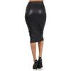Modisch Sexy Ol Damenkleid Imitiert Leder Hohe Taille Knielang Damen Bleistiftrock EMA