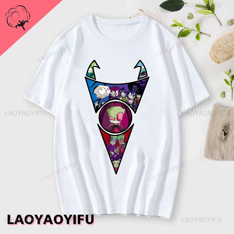 Kawaii Invader Zim Invader Gir Graphic Tshirt Zim Image Cartoon T Shirt Unisex Women Retro Tee Shirt Fashion Shirt Streetwear Tops