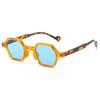 Óculos de Sol Quadrados Poligonais Vintage para Mulheres Moda Hexagonal Lentes Transparentes Oceânicas Proteção UV4 Rebites Óculos de Sol