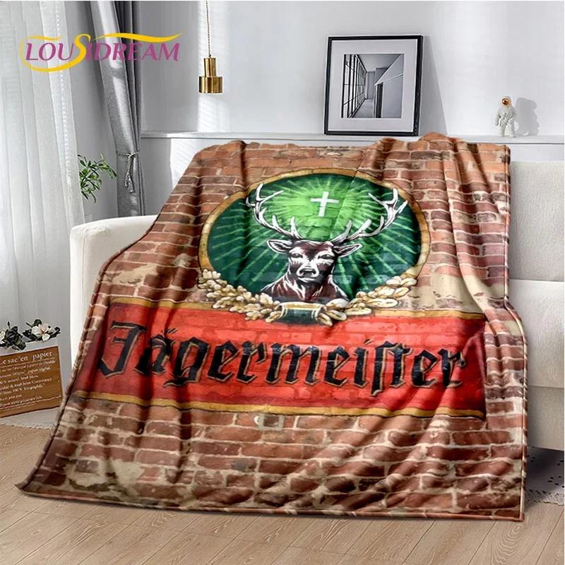 3D Německé Logo Jaegermeister Los Měkká Flanelová Přikrývka na Postele Ložnici Pohovku Piknik, Pléd na Přikrytí Venku Volný Čas Dárek