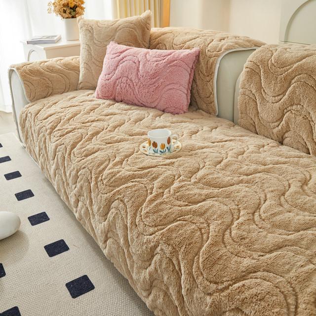 Thicken Plush Sofa Cover Nordic Solid Color Universal Sofa Towel Covers Non -Slip Couch Cushion Sofa Towel For Living Room Decor