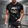Men's T-shirt with skull pattern 3D print. Summer retro casual sports short-sleeved adult quick-drying and breathable clothing.