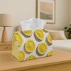 1pc Tissue Box Holder Featuring a Lemon Slices Design On a White Backdrop - A Versatile Napkin Dispenser Suitable for Home Gatherings, Car Decoration