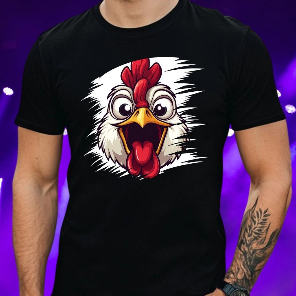 T-Shirt Herren Lustiger Hühner Gesicht Motiv Baumwolle Größe S bis 5XL