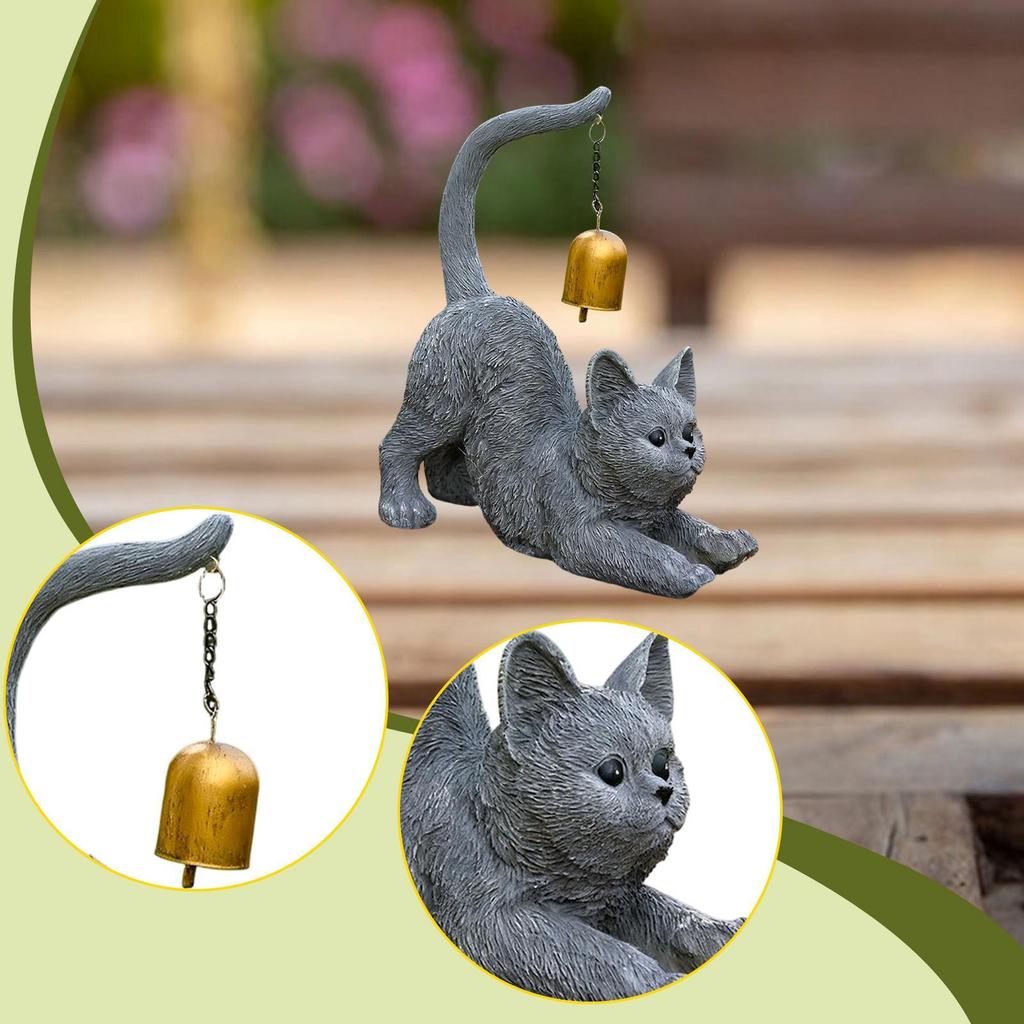 Resin Cat Figurine Decorative Sculpture Garden Animal Statue Modern Ornament for Porch Lawn Housewarming Decor