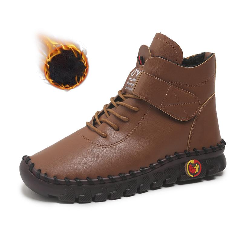 Fur Women Boots Winter Ankle Boots Hand Sewing Thread Mom Cotton Shoes for Women  New Waterproof Short Snow Boot Botas Mujer