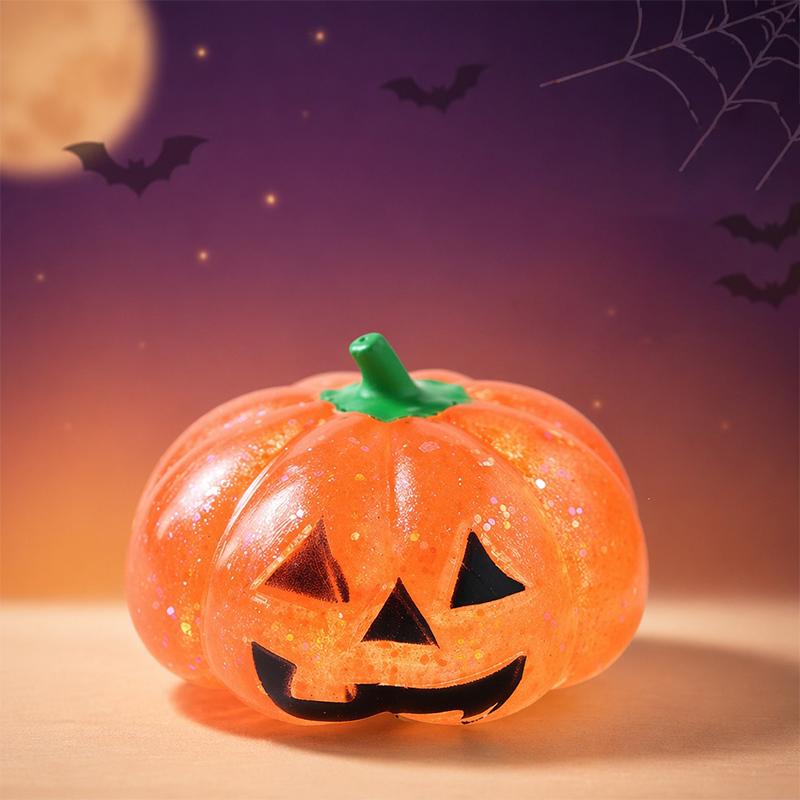 Halloween Pumpkin Head Sparkling Powder Maltose Pinch Toy Ball Stress Relief Slow Rebound Decompress Toy Simulation Sensory Gift