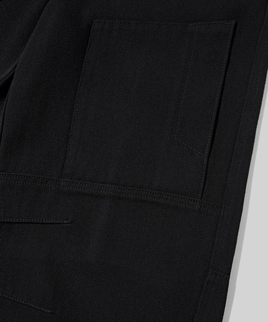Beodeonteu Curved Cut Multi-Dart Wide Twill Pants [Black]