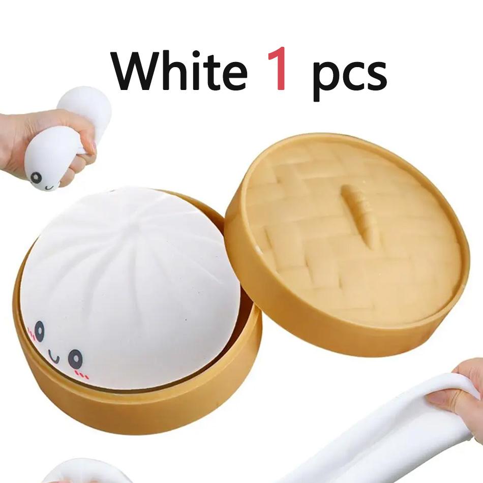 Stress Relief Steamed Bun Toy Portable Travel Slow Rising Smiling Bun Sensory Toy Kids Adults Soft Stress Toy