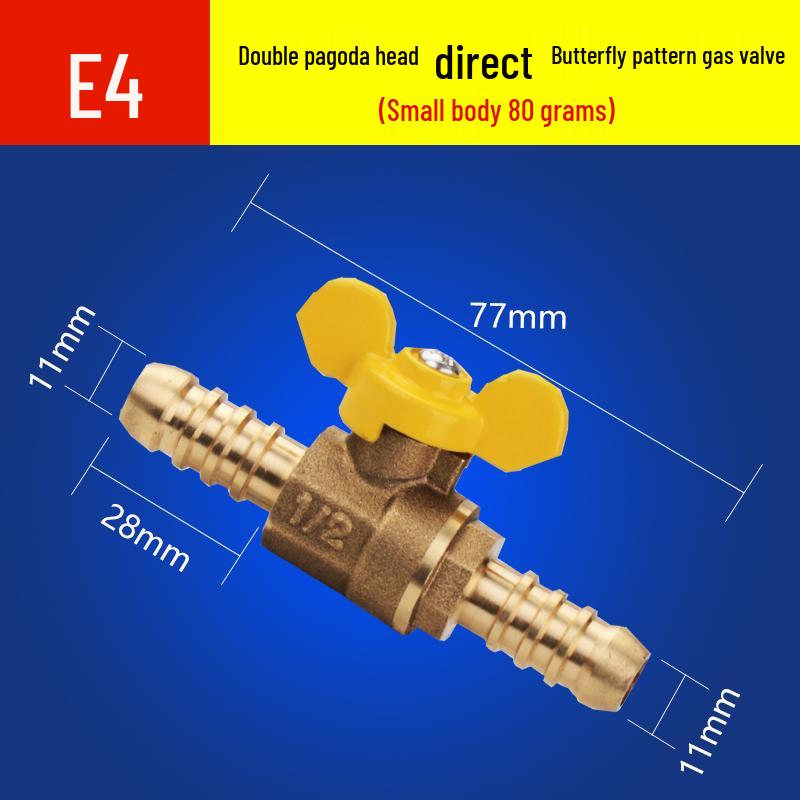 All-Copper Ball Core Gas Valve for Natural Gas, Internal/External Thread, Water Heater Compatible, 4 Points (DN15)
